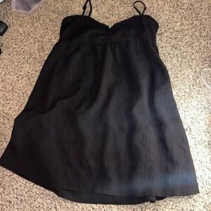 H&M black mini dress with adjustable straps and zipper on side of dresss